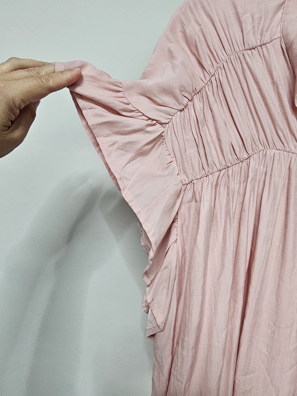 BiBi Blush Pink Ruffle Button-Front Short Sleeve Top - Picture 5 of 9